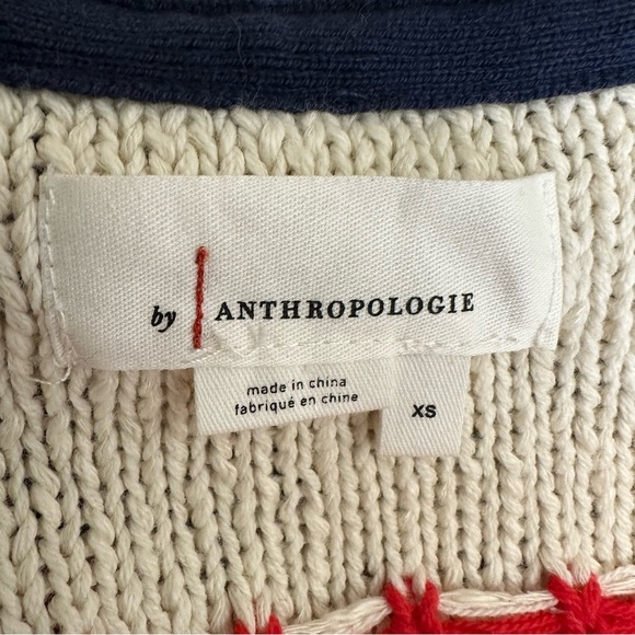 Anthropologie Lobster intarsia Cardigan Sweater Nautical Coastal Nantucket - Picture 8 of 12